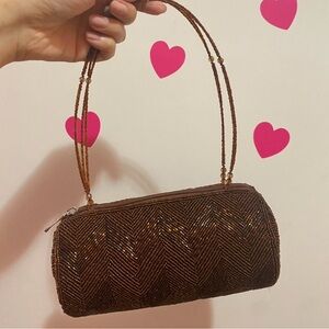 Y2K Beaded Wire Handle Barrel Bag